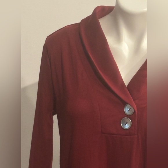Maroon Women's Tunic with Button Details - Picture 2 of 6
